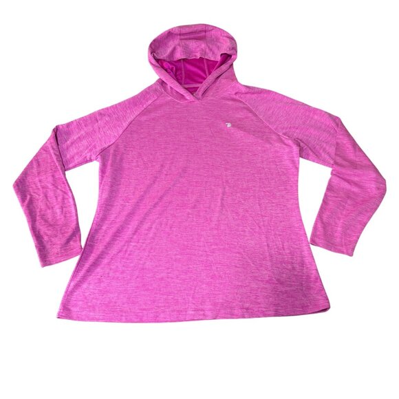 TBY Womens Active Pullover Long Sleeve Hoodie Lightweight Pink Heathered‎ XL - Picture 1 of 5